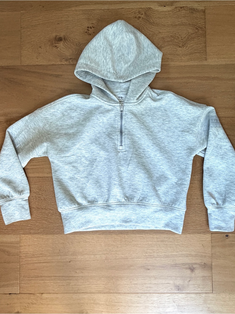 Abercrombie Kids YPB Half-Zip Hoodie Sweatshirt Cropped Heather Grey Girls 11/12
